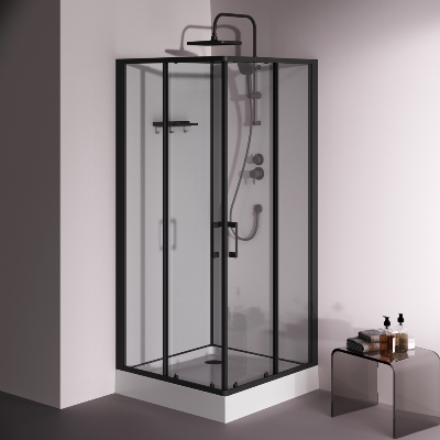 Душевая кабина 90x90 AM.PM Above W9XC-403-9090BT профиль черный матовый, низкий поддон