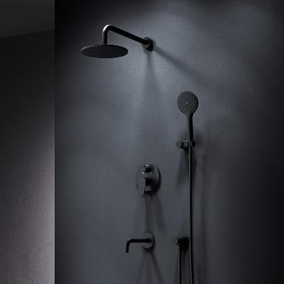 Встраиваемая душевая система AM.PM X-Joy FB85A3RH32 черный: тропический верхний душ, излив с душевой лейкой