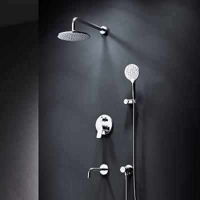 Встраиваемая душевая система AM.PM X-Joy FB85A3RH30 хром: тропический верхний душ, излив с душевой лейкой