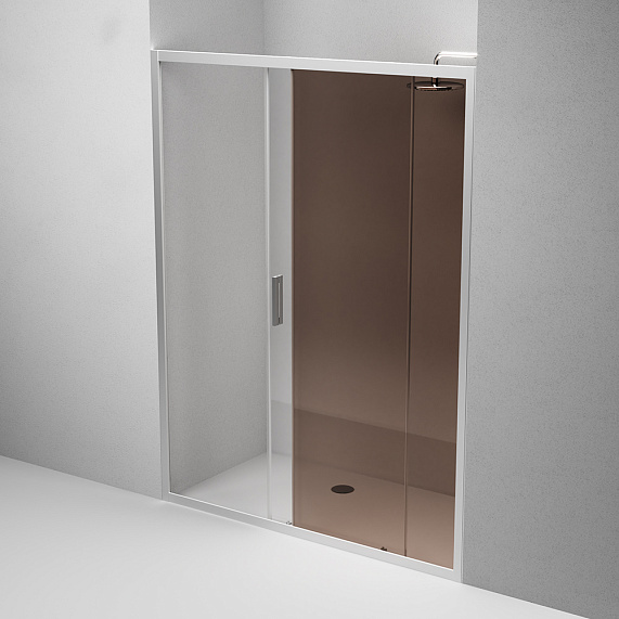 Душевая перегородка с дверью 150x195 AM.PM Gem W90G-150-1-195MBr бронзовое стекло, профиль серебристый-4