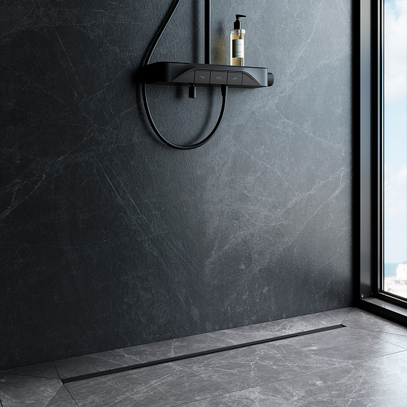 Душевой трап (лоток) 100 AM.PM MasterFlow Slim W01SC-S11-100-05BM комбинированный затвор с черной матовой решеткой-2