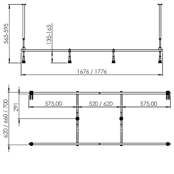 Каркас для ванны 170x70 AM.PM Libre W60A-170-070W-R-1