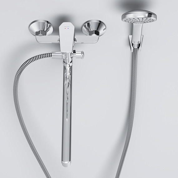 Смеситель для ванны и душа AM.PM Gem F90A90100 длинный излив, душевая лейка, шланг 1500, хром-3