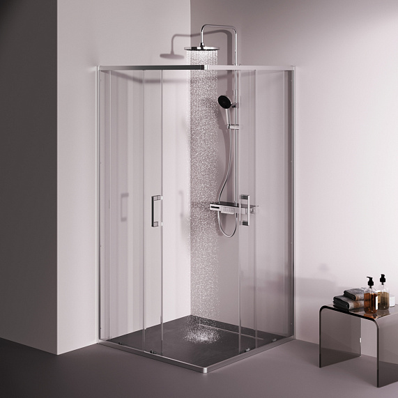 Душевое ограждение без поддона 100x100 AM.PM Above W9XG-403-100100-MT профиль серебристый-1