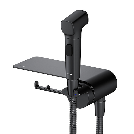 Гигиенический душ со смесителем AM.PM Func F0H8F922 черный встраиваемый, полка, шланг 1200, держатель туалетной бумаги-8