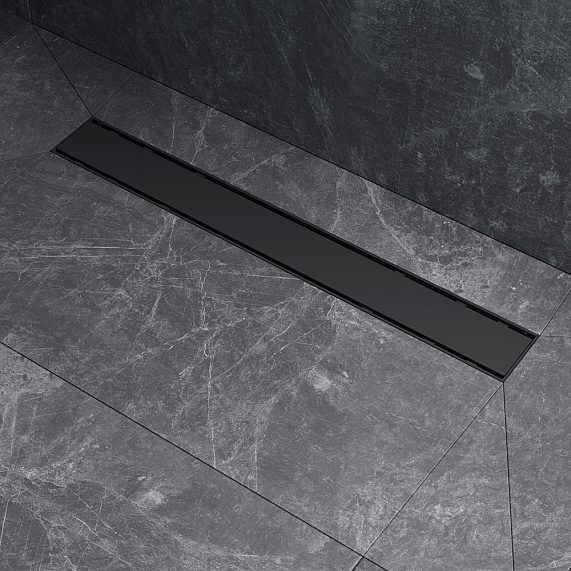 Душевой трап (лоток) 60 AM.PM PrimeFlow W02SC-U11-060-04BM комбинированный затвор с черной матовой решеткой под плитку-11