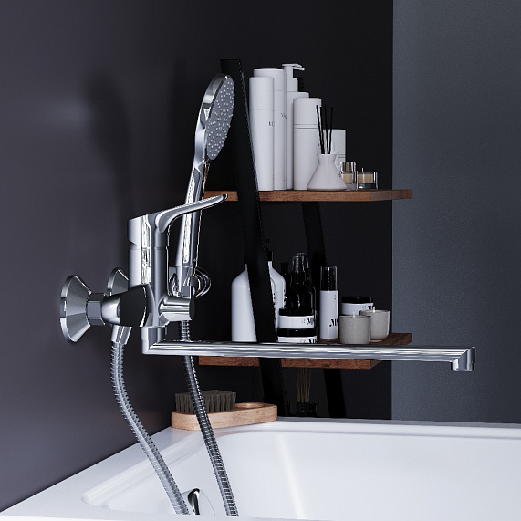 Смеситель для ванны и душа Damixa Jupiter 779500001 длинный излив, душевая лейка, шланг 1500, хром-2