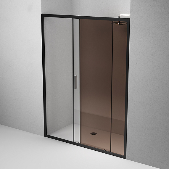 Душевая перегородка с дверью 150x195 AM.PM Gem W90G-150-1-195BBr бронзовое стекло, профиль черный матовый-4
