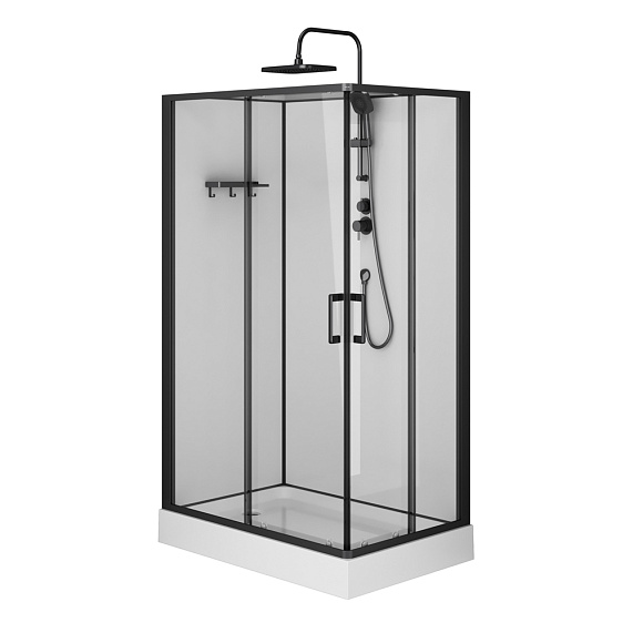 Душевая кабина 120x80 AM.PM Above W9XC-403-12080BT профиль черный матовый, низкий поддон-12