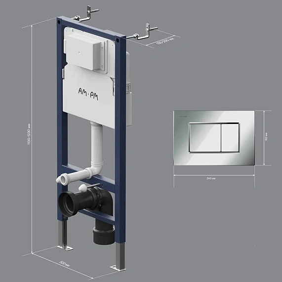 Инсталляция для подвесного унитаза AM.PM PrimeFit I012709.0251 с механ. клавишей S хром-9