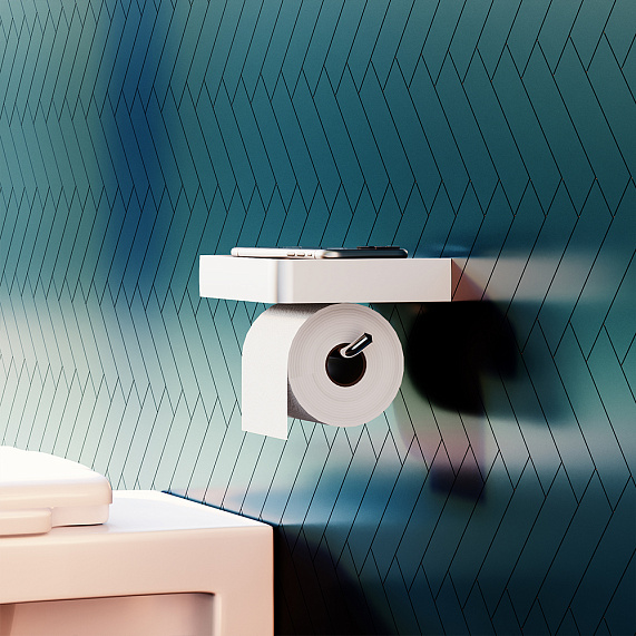 Держатель для туалетной бумаги настенный Damixa Jupiter DA77341500 с полочкой, серебристый, черный-4