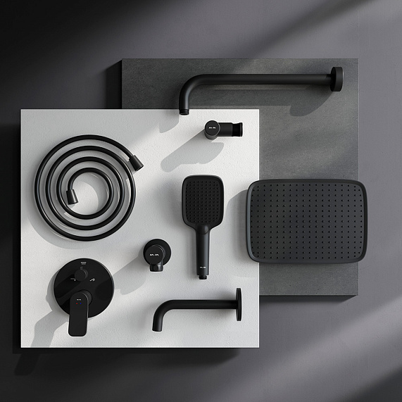 Встраиваемая душевая система AM.PM X-Joy FB85A3RH42 черный: тропический верхний душ, излив с душевой лейкой-4