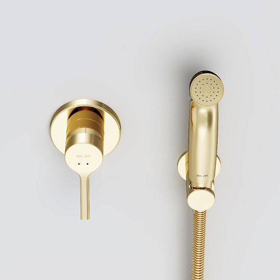 Гигиенический душ со смесителем AM.PM X-Joy S F40H85B99 золото встраиваемый, шланг 1200, держатель-4