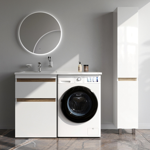 Тумба с раковиной и смесителем 120 AM.PM X-Joy M85AFSX0602WG для стиральной машины левая белый глянец-2