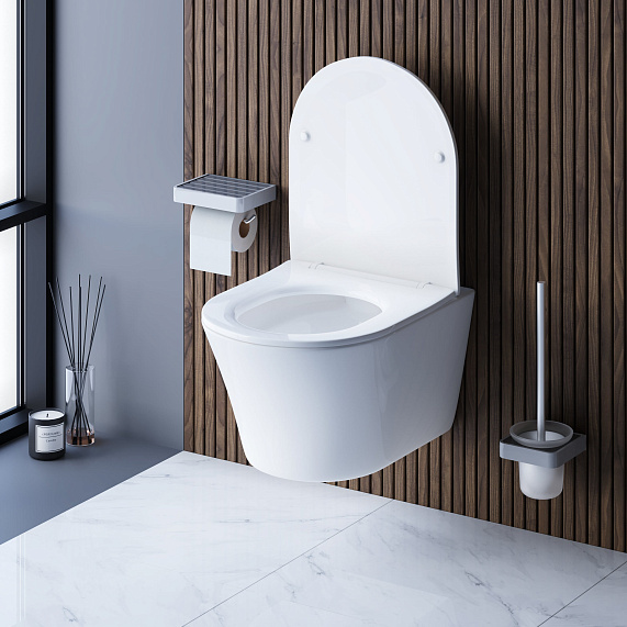 Унитаз подвесной Damixa Skyline DX35C1700SC безободковый с сиденьем микролифт, белый-3