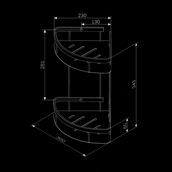 Полка в ванную угловая AM.PM Sense L A7454200 двухъярусная хром-7