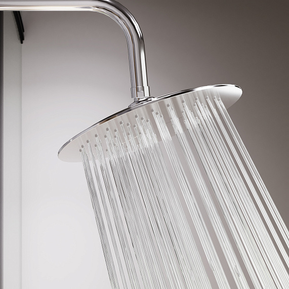 Душевая система Damixa Scandinavian Pure 936750300 стойка с тропическим душем, термостатом, смесителем, черная матовая-3