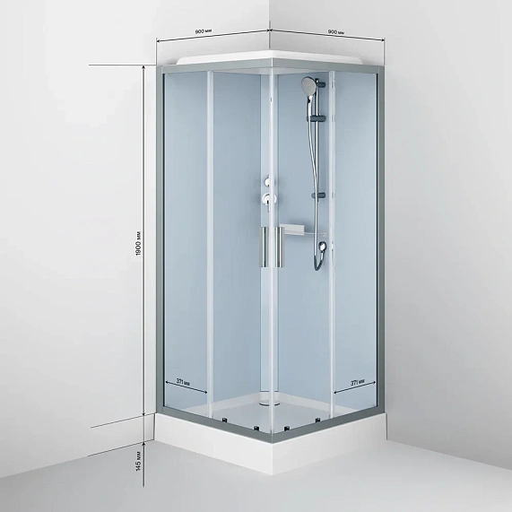 Душевая кабина 90x90 AM.PM Gem W90C-403-090MT профиль серебристый, низкий поддон-7