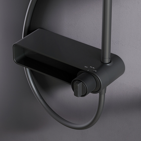 Душевая система AM.PM X-Joy F0785A622 стойка с тропическим душем, смесителем, черная матовая-2
