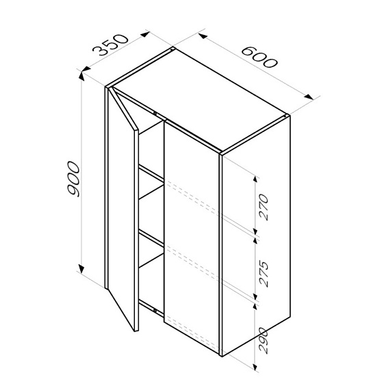 Шкаф-пенал модульный 60 AM.PM Func навесной/напольный под дерево-3