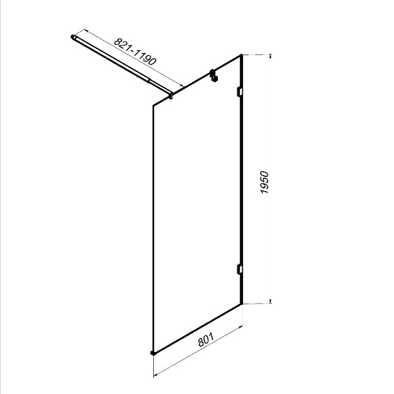 Душевая перегородка 80x195 AM.PM X-Joy W94UWI-80-F1-MTE прозрачное стекло, профиль серебристый-5