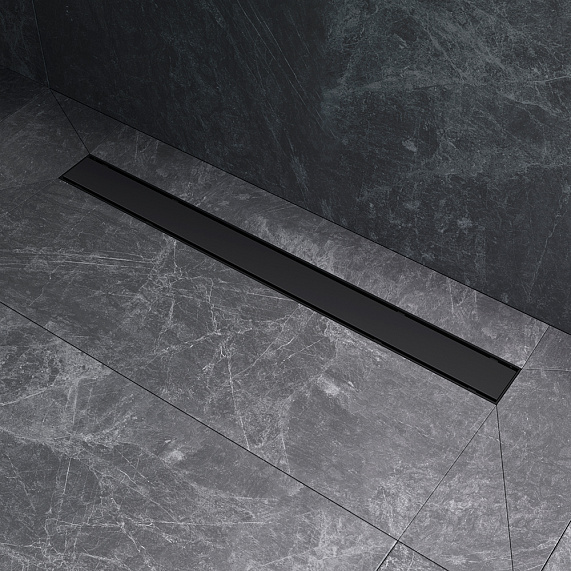 Душевой трап (лоток) 80 AM.PM PrimeFlow W02SC-U11-080-04BM комбинированный затвор с черной матовой решеткой под плитку-11