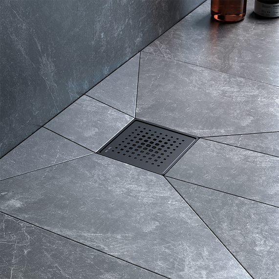 Душевой трап 10x10 AM.PM PrimeFlow W02BD-P11-010-01BM гидрозатвор с черной матовой решеткой-3