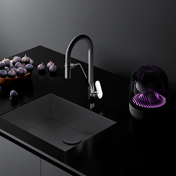 Смеситель для кухни AM.PM Like F8007802 высокий, хром, с черным гибким изливом и каналом питьевой воды-4