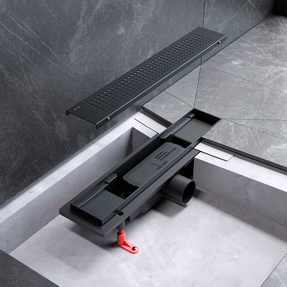 Душевой трап (лоток) 40 AM.PM PrimeFlow W02SC-P11-040-01BM комбинированный затвор с черной матовой решеткой-7