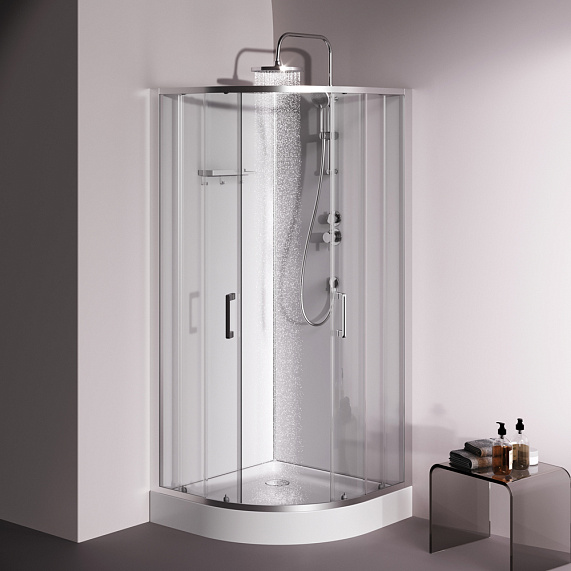 Душевая кабина 90x90 AM.PM Above W9XC-401-9090MT профиль серебристый, низкий поддон-2