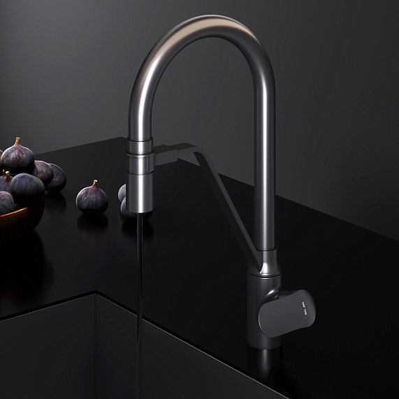 Смеситель для кухни AM.PM Like F8007822 высокий, черный, с гибким изливом и каналом питьевой воды-2