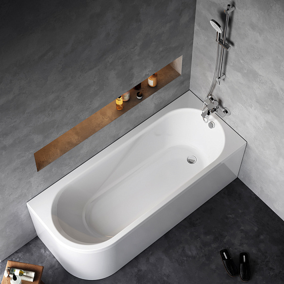 Ванна акриловая 170x70 AM.PM X-Joy W94A-170R70W-ARP ассиметричная с каркасом и панелью, белая глянцевая-3