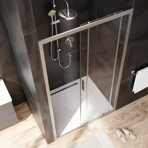 Душевая перегородка с дверью 110x195 AM.PM Gem W90G-110-1-195MT прозрачное стекло, профиль серебристый-2