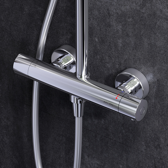 Душевая система AM.PM Gem F0790410 стойка с тропическим душем, термостатом, хром-2