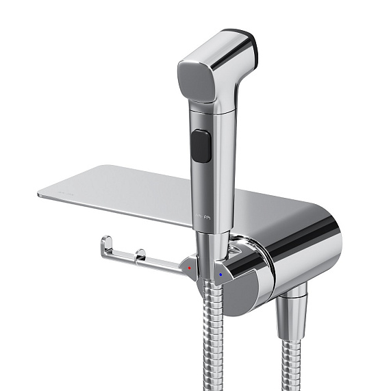 Гигиенический душ со смесителем AM.PM Func F0H8F900 хром встраиваемый, полка, шланг 1200, держатель туалетной бумаги-7