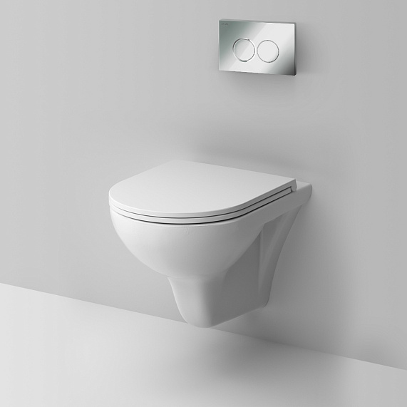 Унитаз подвесной безободковый с инсталляцией AM.PM Gem IS70151.901700 сиденьем микролифт, хром механ. клавишей-2