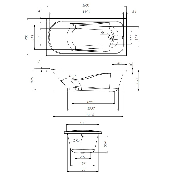 Ванна акриловая 160x70 AM.PM Sense W76A-160-070W-ASG без каркаса-7