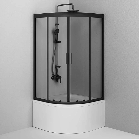 Душевое ограждение без поддона 90x90 AM.PM Gem W90G-401A090BT профиль черный матовый-3