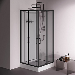 Душевая кабина 90x90 AM.PM Above W9XC-403-9090BT профиль черный матовый, низкий поддон