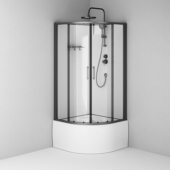 Душевая кабина 90x90 AM.PM Above W9XC-401A-9090BT профиль черный матовый, высокий поддон-9