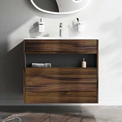 Тумба с раковиной и смесителем 80 AM.PM Func M8FFUX0801OF подвесная/напольная на ножках под дерево