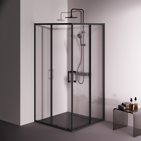 Душевое ограждение без поддона 100x100 AM.PM Above W9XG-403-100100-BT профиль черный