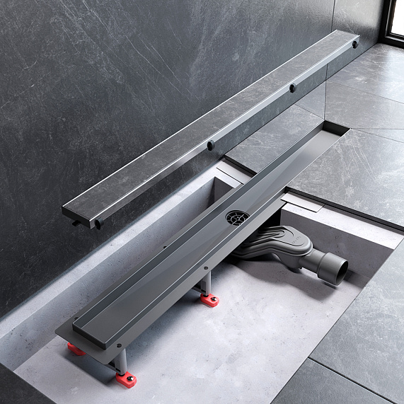 Душевой трап (лоток) 80 AM.PM MasterFlow W01SC-U11-080-04SB комбинированный затвор со стальной матовой решеткой под плитку-14