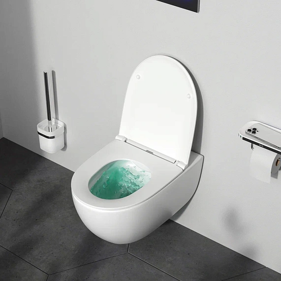 Унитаз подвесной с инсталляцией AM.PM Awe IS49038.111700 сиденьем микролифт, черной механ. клавишей-3