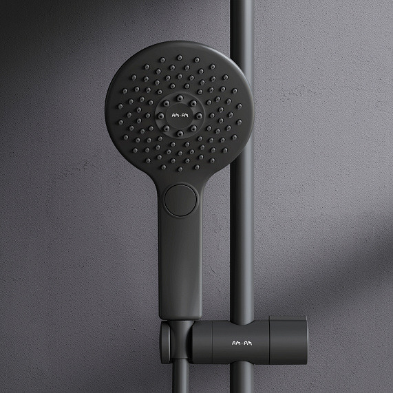 Душевая система AM.PM Inspire 2.0 F0750A422 стойка с тропическим душем, термостатом, смесителем, черная матовая-5