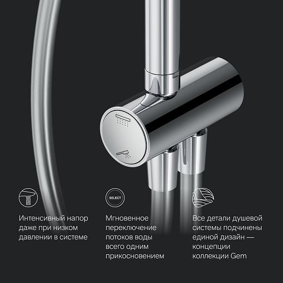 Душевая система AM.PM Gem F0790000 стойка с тропическим душем, хром-7