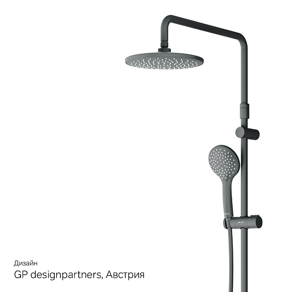 Душевая система AM.PM Gem F42890A24 стойка с тропическим душем, черная матовая + смеситель для душа, черный матовый-8