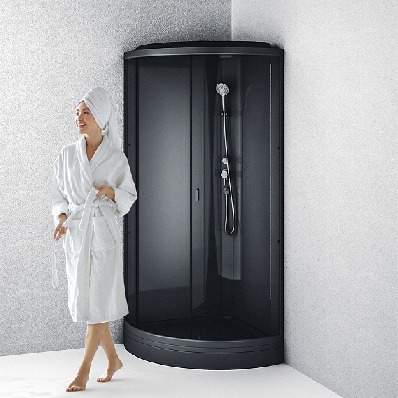 Душевая кабина 90x90 AM.PM Gem W90C-401-090BT профиль черный матовый, низкий поддон-5