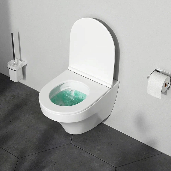 Унитаз подвесной безободковый с инсталляцией AM.PM Inspire IS49001.501700 сиденьем микролифт, белой пневм. клавишей-3