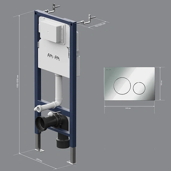 Инсталляция для подвесного унитаза AM.PM PrimeFit I012709.0151 с механ. клавишей L хром-9